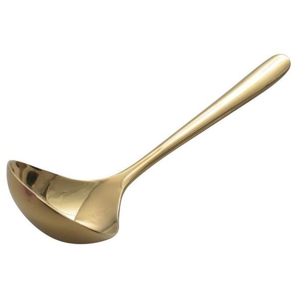 Cucchiai Cucchiai Cucchiaio Da Minestra Oro Acciaio Inossidabile Placcatura In Titanio Set Da Tavola Rotondo Dorato Lucido Sierware Robusto Lavastoviglie Facile Da Pulire Dh5Ax