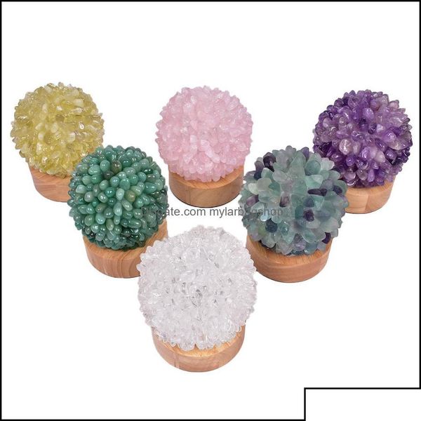 Artes e artesanato Artes e artesanato Presentes Home Garden Garden atacado USB Pedras de cristal para cura L￢mpada de cascalho de pedra natural 4