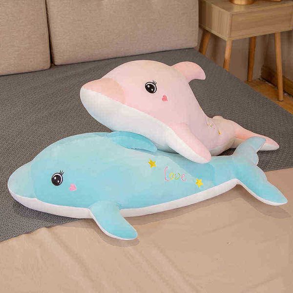 1pc 60100cm recheado kawaii golfinho abraço marítimo animal aquático animais crianças macus baleias pop meninos meninas presentes de aniversário j220729