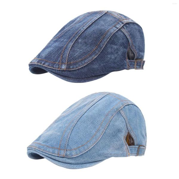 Berretti Unisex Sboy Hat Snap Hunting Denim Driving Ivy Cabbie Flat Beret Caps per jeans lavati da uomo