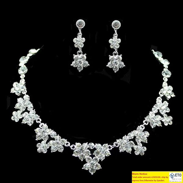 Set di gioielli da sposa Set di orecchini e collana con strass da sposa per fidanzamento Accessori per abiti da sposa brillanti semplici Gioielli sfusi