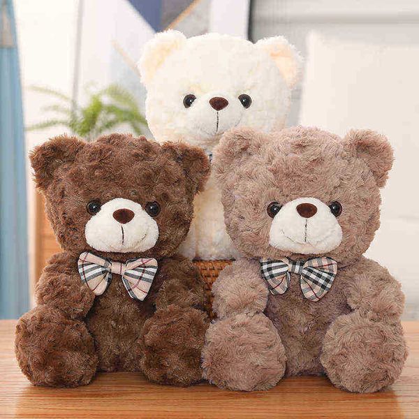 1Pc 25Cm Nette Teddybär Mit Taste Bogen Umarmungen Weiche Kuscheln Plüsch Bär Spielzeug Kissen Puppe für Mädchen kissen Dropshipping J220729