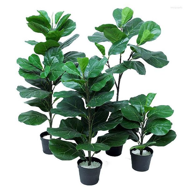 Flores decorativas grandes plantas artificiais verdes verdes falsos folhas de folhas banyan ramo longo árvore tropical sala de jardim quarto decoração de varanda