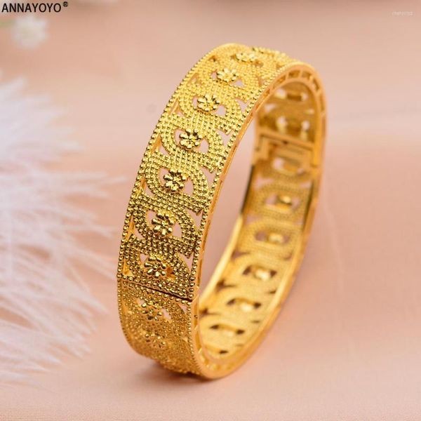 Bangle Annayoyo 1pcs Эфиопские золотые браслеты для женщин/мужчин Цвет Дубай Африка