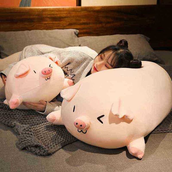 4080Cm Giant Pig Filled Doll Sdraiato Peluche Piggy Toy Animal Soft Plushie Cuscino Per Bambini Baby Confortante Regalo Di Compleanno J220729