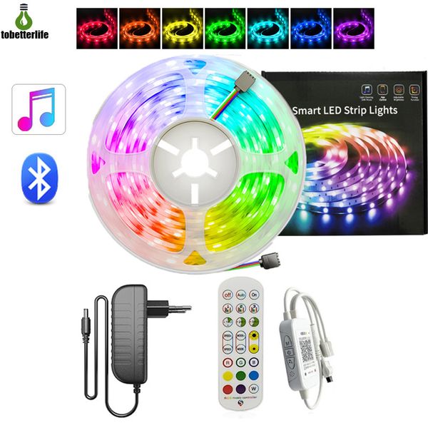 RGB-LED-Streifenlicht-Set, 5 m, 10 m, 15 m, 30 LEDs/m, WLAN, Bluetooth, Musik 5050, 24 Tasten, Fernbedienung, wasserdicht