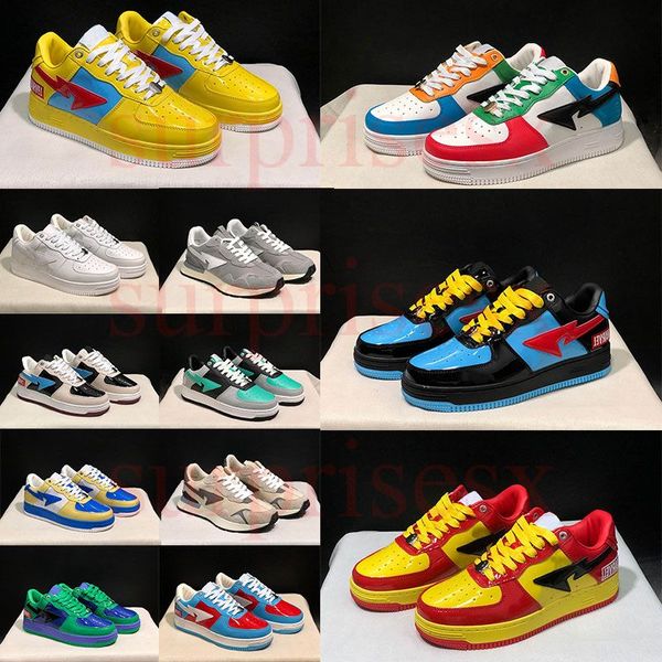 Bapestas Scarpe da corsa Lows Uomo Donna 2022 Hot New Patent Pink Camo Combo Nero Bianco Blu Rosso Giallo Grigio Verde Tacco Beige Suede Tokyo Uomo Sneakers Scarpe da ginnastica Eur 36-45