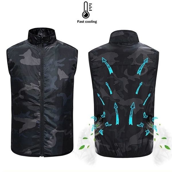 Giubbotti da uomo uomo estate mimetico mimetico vestito di aria condizionamento ventola di raffreddamento USB ricarica sport man gilet outdoor 221124