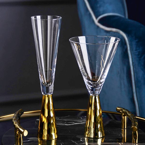 Copos de vinho Goldsilvergreen Reling Wine Glass Champagne Goldrimed Sala Banquet Banquet Tabela 221124