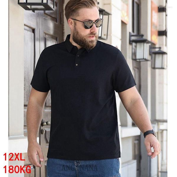 T-shirt masculina de camisetas masculinas de grande tamanho 12xl 180kg Big 8xl 9xl 10xl 11xl verão de manga longa lapela de moletom solto preto azul