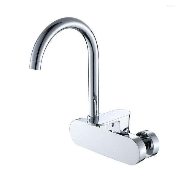 Rubinetti da cucina Rubinetti per lavabo di alta qualità a parete e miscelatori per acqua fredda Bagno con maniglia singola Accesso in ottone cromato