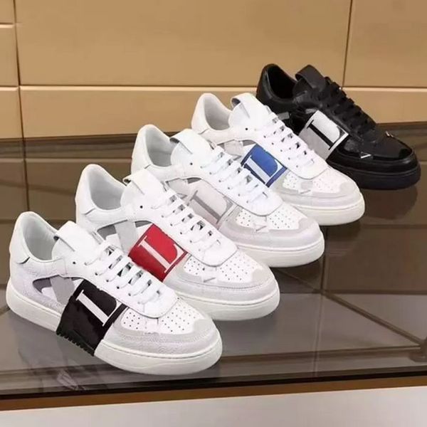 Coppia uomo donna in pelle stampa piatta bianca e nera Chaussures scarpe sportive da skateboard scarpe casual famose scarpe di marca ricamo cuciture sneakers moda punk low-top