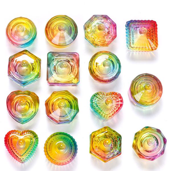 Nägel Pulver Acryl Flüssigglas Nagelfeile Tasse Regenbogen Kristall Dappen Dish Schüssel mit Kappe Glitzer Kaviar Zubehör Halter