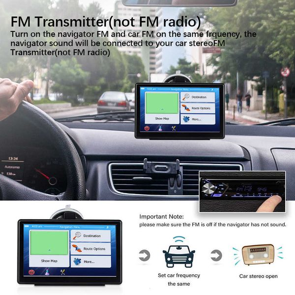 7 HD Touch Screen Sistema di navigazione GPS per auto Compatibile con Bluetooth Ultima mappa FM 8G 256M Per camion camper Accessori per veicoli automobilistici263B
