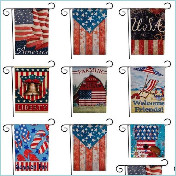 Banner Flags ABD Bahçe Bayrağı Özgürlük Hoş Geldiniz Arkadaşlar Dikdörtgen Çift Taraflar Ulusal Kartal Yıldız Baskı Yaz Eğlence Dikiş Bezi Vertic Dhlnd