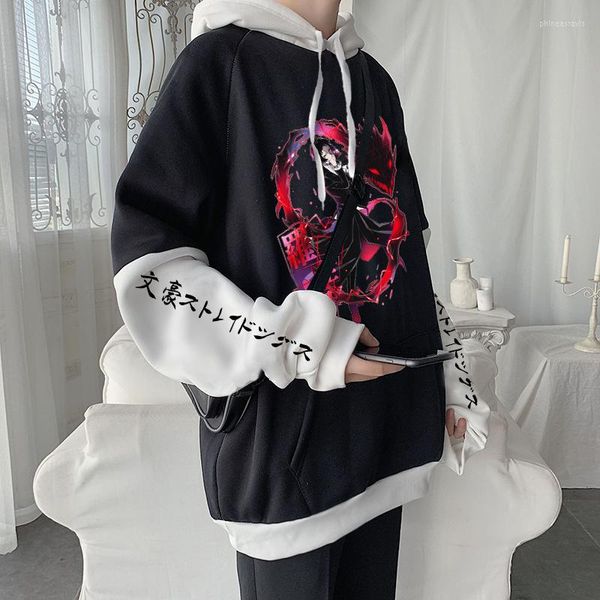 Moletons masculinos Bungo Stray Dogs Ryuunosuke Akutagawa Anime Unissex Harajuku Bungou Cool Cartoon Gothic Winter Winter Sweatshirts