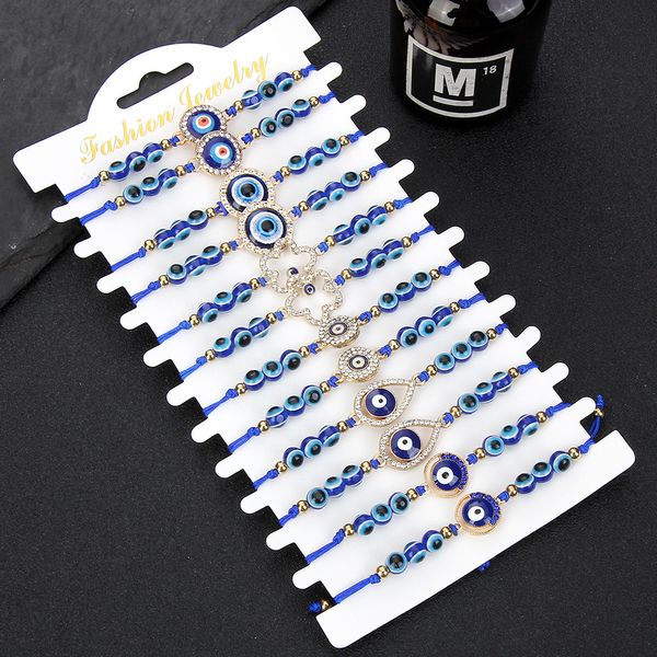 Lucky Blue Perlen Turkish Evil Eye Legal Legestone Bracelet Frauen Männer Verstellbare geflochtene Seil Vintage Schmuckgeschenke