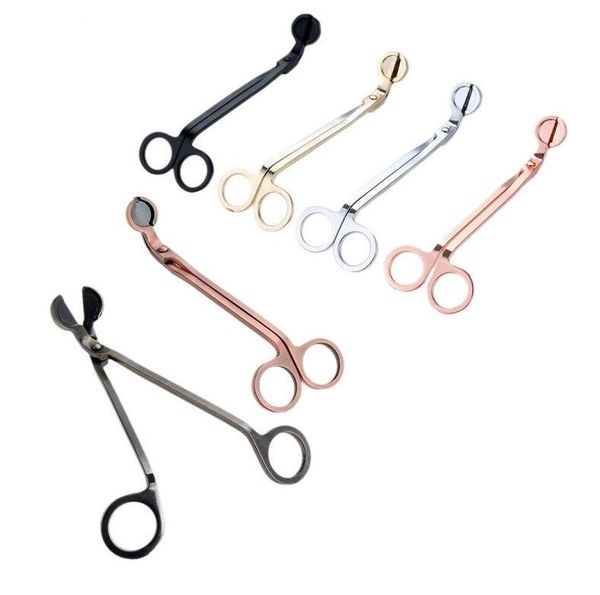 Candela Wick Trimmer Forbici in acciaio inossidabile tagliare stoppino Cutter Snuffer Testa rotonda 18 cm Nero Oro rosa Argento Rosso Bronzo FY4380 1125