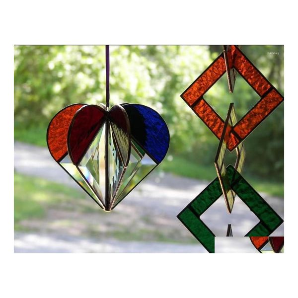 Decora￧￵es de Natal Decora￧￵es de Natal 2022 Mtisided Heart Colourf Decoration SunCatcher Rainbow Maker Window Ornament Dhmhy