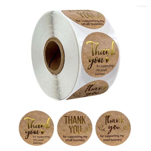 Подарочная упаковка K3NA 500pcs/Roll Спасибо за поддержку моего малого бизнеса наклеек Kraft Gold Foil