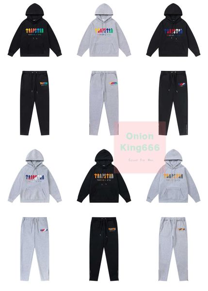 Designer-Mode-Hoodie Trap Star Rainbow Gradient Letter Tiger Head Stickerei mit Kapuze Lange Sporthose Jogging-Set Teil 1