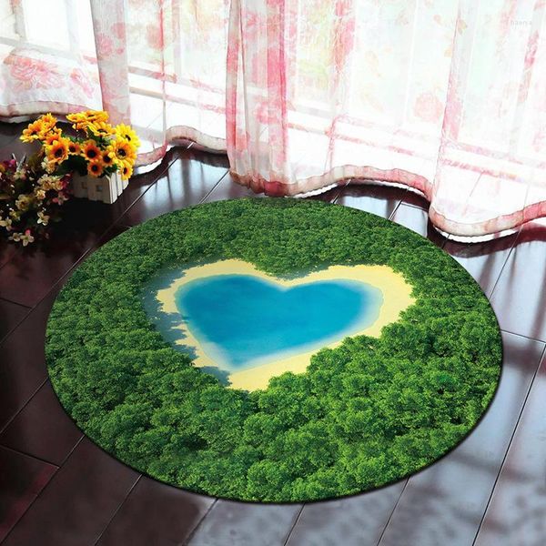 Teppiche Nodic 3D-Pflanze Jungenzimmer Runder Teppich Wohnzimmer Schlafzimmer Wohnkultur Teppich Kinder Kinder Weiche Spielbereich Stuhlmatte