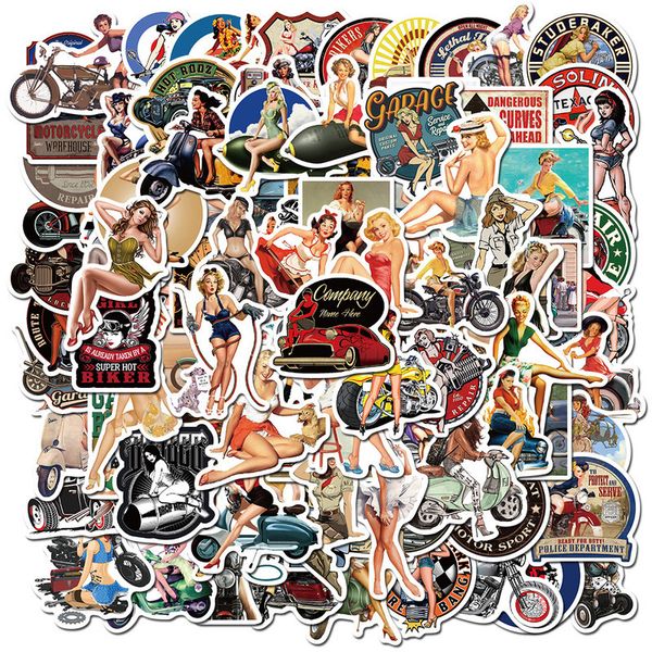 Adesivi giocattolo per bambini 1050100pcs Poster retrò Adesivo personalità ragazza moto per laptop Skateboard Deposito decalcomania giocattoli classici 221125