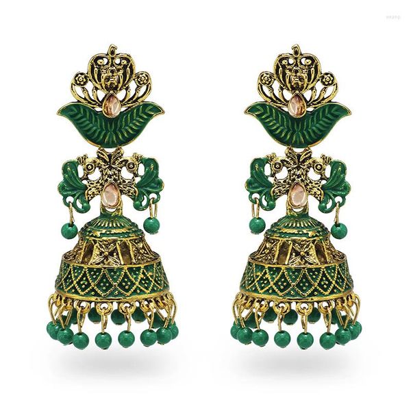 Dangle Küpe 2022 Ins Jhumki Jhumka El Yapımı Yeşil Boncuklar Tayland Etnik Piercing Vintage Modaya Modaya Modaya Gizli Partisi Mücevherat