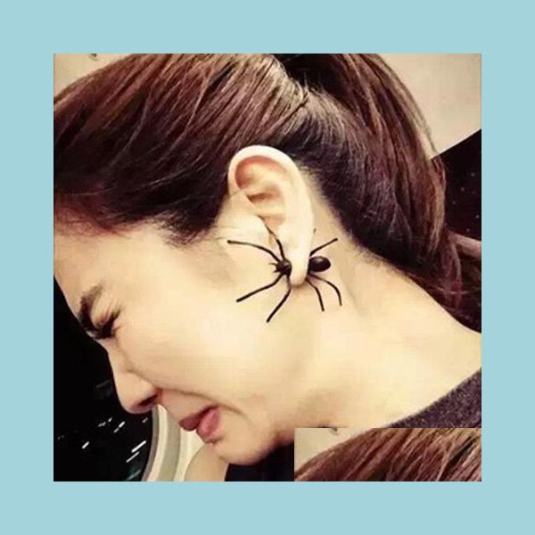 Charm Fashion Womens Halloween Black Spider Charm Orecchini Unisex Holiday Gift Drop Delivery Jewelry Dhgarden Dhez9