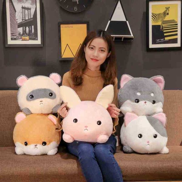 Super Soft 1pc Plush Animals Rouse Rabbit Cat Shiba Inu Dolls Pillow Pillow Ldren Plush Sleeping Toys for Kids Birthday Birthday Gift J220729