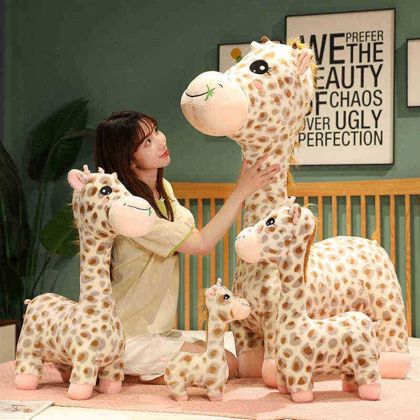 3565cm de desenho animado giraffe luxuoso brinquedo fofo veado peluche brinquedo de pelúcia macia travesseiro de animal ldren baby sussen escolta bonecas presente j220729