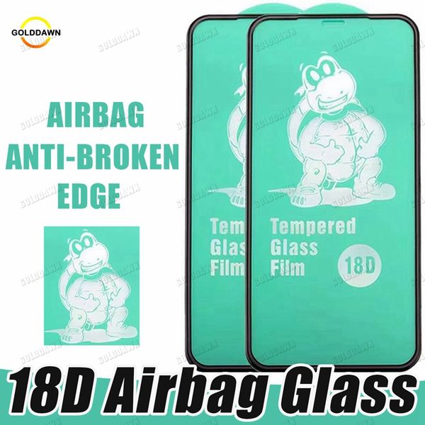 18D Airbag Temperado Vidro Anti-derrubado Protetor de tela de borda para iPhone 14 13 12 11 Pro xs max xr 8 7 6s mais protetores de tela de capa completa