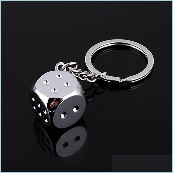 Favor de festas DHS Keychains Super Deal NOVA Chave Creative Chave Metal Metal Personalidade genuína Chavenizante de liga de dados para o anel de carro 174 J Dhezt