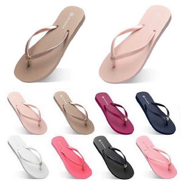 Flippers de moda Flip Flips Beach Sandals Sapatos Tipo 537 Verão Schuhe Sport Sneaker feminino verde amarelo marinho laranja marrom branco rosa marrom