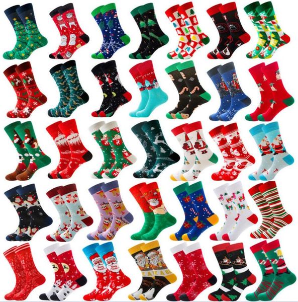 Party -Dekoration Männer Frauen Socken Liebhaber Weihnachten Halloween Feiern Sie Santa Elch Geschenk Biscuits Schnee Happy Funny Tide Baumwollsocken C1124