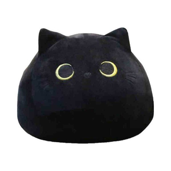 184055cm Kawaii Black Cat Plush Toy recheado Round Animal Pillow Duvet Cushion Presente de aniversário criativo para LDREN J220729