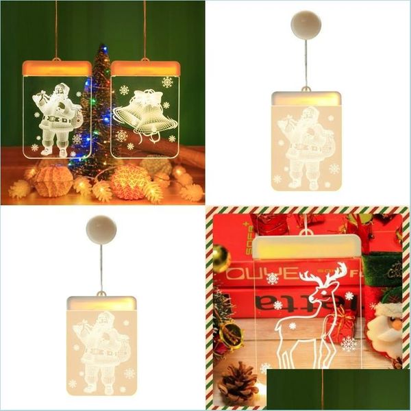 Decorazioni natalizie Led Indoor Lampada natalizia Stringa Fiocco di neve Babbo Natale Forma di alce Natale Decora luci colorate Nuovo Arri Dh8O2