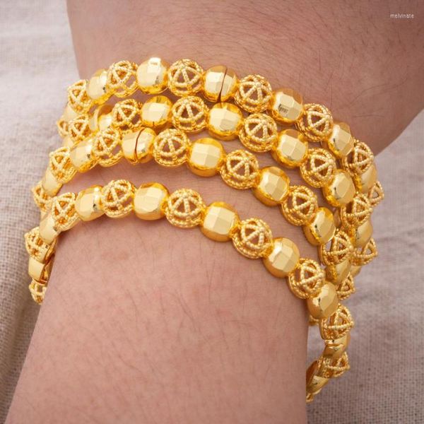 Armreif 4 Teile/los 24K Gold Farbe Dubai Hochzeit Armreifen Schmuck Hohlmuster Ethnische Armbänder Party Geschenke