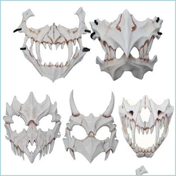 Máscaras de festa por atacado Fierce Tiger Mask Dragon God Yaksha Terror Makeup Facial Resina Máscaras Eco Friends Halloween Party Supply 61ax DH76Z