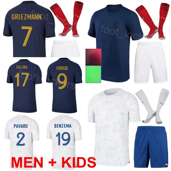 Maglia da calcio della nazionale francese 2022-23 Coppa del mondo MBAPPE GIROUD KONATE RABIOT UPAMECANO GRIEZMANN THURAM KOUNDE HERNANDEZ FOFANA DEMBELE Maglia da calcio Kit