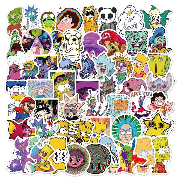 Adesivi giocattolo per bambini 102552PCS Psichedelico Cartoon Graffiti Scooter impermeabile Laptop Bagaglio all'ingrosso 221125