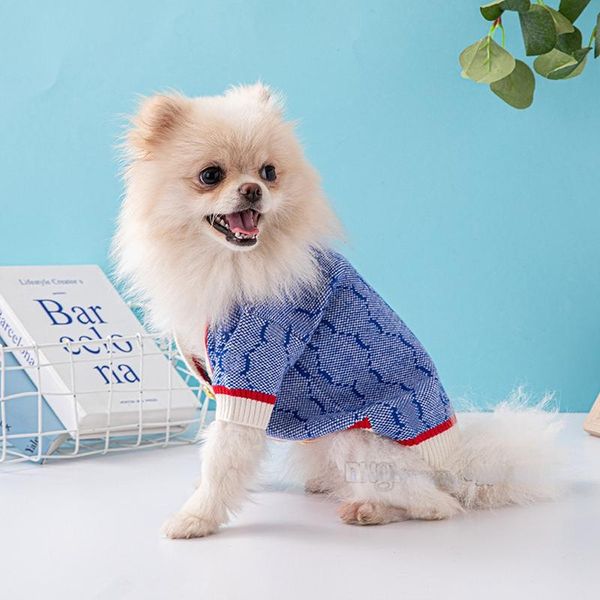 All-match roupas para cães jacquard carta padrão macio cães camisola pet casual wear roupas cardigan suéteres casaco de malha atacado