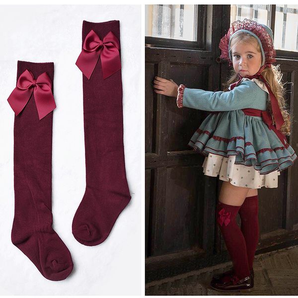 Leggings collant adorabili calzini per bambine stile reale con fiocco al ginocchiocalzini bowknot per neonaticalzini per bambini sopra calzino calzino 311Y 221125