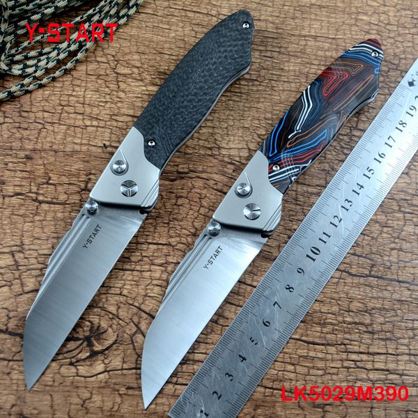 Facas de bolso da l￢mina de l￢mina M390 Y-Start M390 Rolu￧￣o de esferas de cer￢mica aberta TC4 Titanium Handle Outdoor Gift Hunting Dobling Knife Lk5029