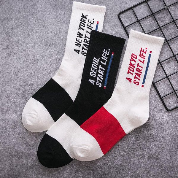 Herren Socken Punk Brief Für Männer Frauen Liebhaber Atmungsaktive Komfortable Baumwolle Sport Crew Mode Männlichen Dropship Großhandel