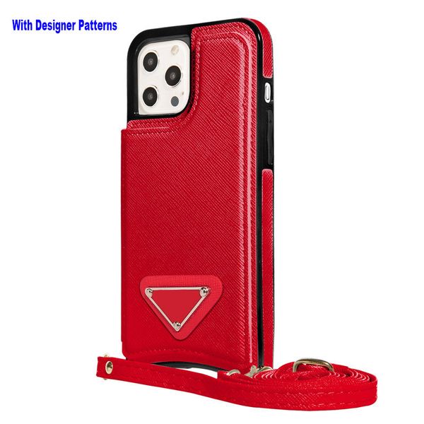İPhone 14 için moda tasarımcısı kılıflar cüzdan cüzdan kapitone deri kadın lüks telefon kapağı 13 12 11 Crossbody Strap Kickstand ince kare zırh kartı tutucu yuvalar kasa