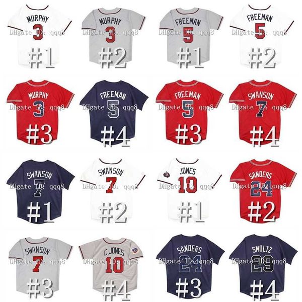 Il baseball del college indossa la maglia da baseball vintage di Atlanta Hank Aaron Dale Murphy Freddie Freeman Dansby Swanson Chipper Jones Deion Sanders John Smoltz Greg 31 Maddux