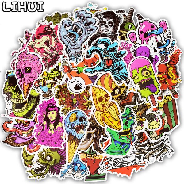 Adesivos para crianças de brinquedo 50pcs séries de terror Graffiti Skeleton Dark Funny for DIY On Travel Case Laptop Skateboard Guitar Fridge 221125