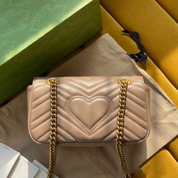 2024Women Designer Handtaschen 2G Marmont Umhängetasche berühmte Lady Leder -Kettenketten Cross Body Pure Color Womens Handtasche Wochenendpochette hübsche Seitenbeutel Clutch