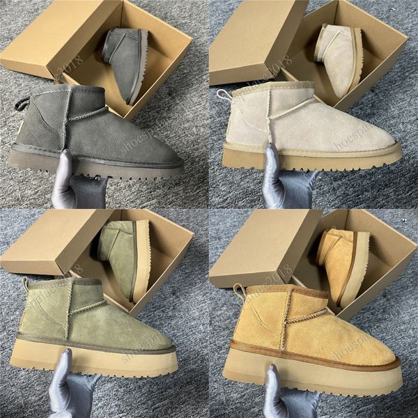 Pelliccia di lana Stivali da neve invernali Stivaletti da uomo Peluche Moda Donna Scarpe di cotone Super Ultra Mini Stivaletti corti Doposci Botas De Invierno Para Mujer Bottes Slides